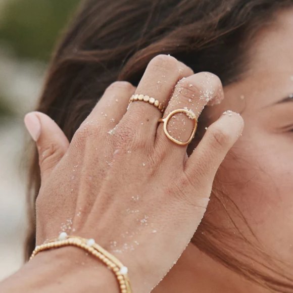 Ring Gold Dainty Ring Beaded Ring WATERPROOF Ring Perfect Stacking Ring PRETTY - Picture 6 of 14